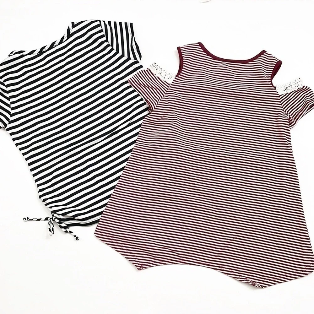 Lily Bleu girls striped graphic print tops